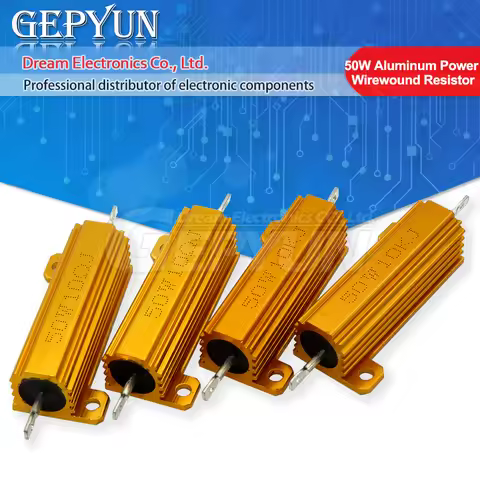 1pcs 50W Aluminum Power Metal Shell Case Wirewound Resistor 0.05 0.1 0.5 1 2 6 8 10 20 200 500 750 8