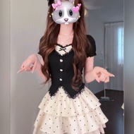 [8-10 days] Super Cute Women's Cafe Outfit Set - Bodycon T-shirt Mixed with Fluffy Princess Skirt