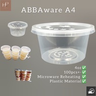 4oz Round PP Container [100 Pieces] Disposable Plastic Food Container, ABBA A4