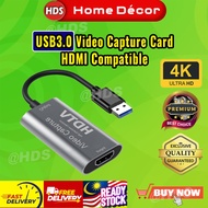 HDR USB3.0 Video Capture Card 60fps 4K HDMI Compatible Video Grabber for Recorder Live Streaming