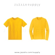 Adult Basic Plain Yellow Cotton T-shirt / Microfiber Jersey - Short Long Sleeve Plus - Baju Jersi Kosong Kuning Dewasa