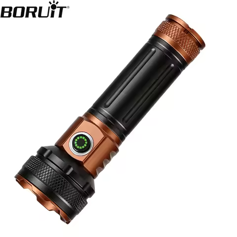 BORUiT Ultra Bright LED Flashlight 1500LM Type-C Rechargeable Aluminium Alloy Torch 5 Modes Handheld