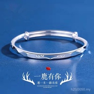Female 999.9 Pure Silver All the Way for Girlfriend Silver Jewelry Silver Bracelet Gift Young Style 