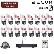 2ECOM 3MP Dual Lens wireless cctv NVR set recorder 360 rotate Audio Wifi IP indoor outdoor alarm sir