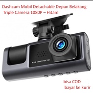Detachable Car Dashcam Front Rear Triple Camera 1080P – Black