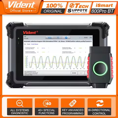 VIDENT iSmart800Pro BT Car Diagnostic Bi-directional Scan Tool ECU Coding Topology Map Key Programme