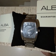 JAM TANGAN PRIA ALBA 5BAR WATER RESISTANCE SILVER BLACK ORIGINAL