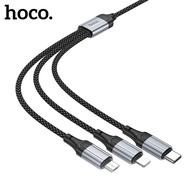 Hoco X102 Original 100% Nylon Braided Data Cable 3 in 1 Fast Charging Cable for Phone 13 12 Pro Max 