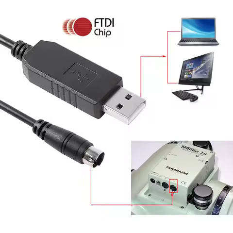 Takahashi USB RS232 Cable FTDI FT232RL USB RS232 to Mini Din 4P Male Cable for Temma to PC Connectio