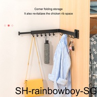 Punch-free Installation Clothes Hanger Bracket Robust And Durable Space Saver Tri-folding Gives