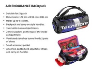 Tecnifibre squash/tennis rackpack  網球 壁球 球拍袋