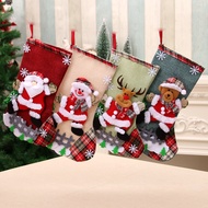 Home Cute Cotton Linen Christmas Socks Christmas Gift Bag Large Christmas Decorations Gift Bag