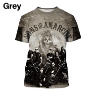 New Sons of Anarchy 3D Printing Men's Round Neck Short Sleeve Tops T-shirt