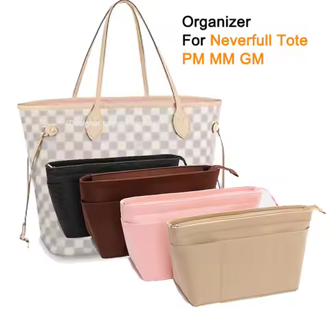 Used For Neverfull Shopping Bag Insert Organizer,PM MM GM Storage Bag Top Zipper 12 Pockets,tote Bag