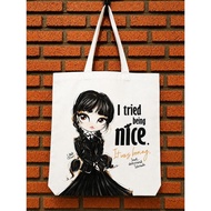 (REDMONZTER) : Shopping Tote Bag Goth Girl 1 Pattern