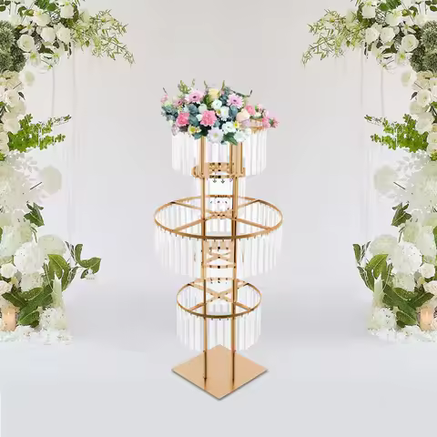 Gold/Silver Wedding Centerpieces Flower Stand 5 Tiers Flower Stand for Birthday, Aisle Road Guide, W