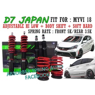 D7 JAPAN ADJUSTABLE HI LOW BODY SHIFT SOFT HARD FOR PERODUA MYVI 2018