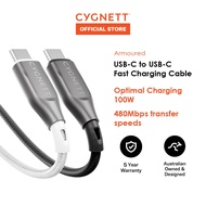 CYGNETT New Armoured USB-C to USB-C Fast Charging Cable 100W [50cm/1m/2m/3m]