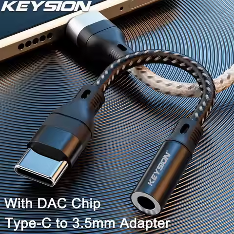 KEYSION USB Type C to 3.5mm DAC Chip Headphone Adapter USB C to Jack Audio AUX Cable for iPhone 15 S