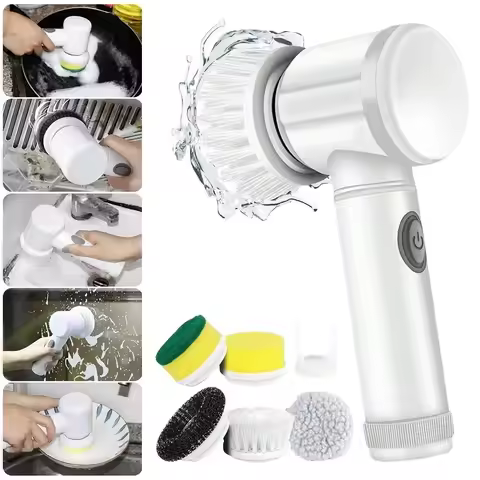New Power Scrubber 5 Replaceable Brush Heads Electric Spin Scrubber Bathroom Cleaning Brush Power Sc