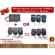 Autogate Wireless Remote Control Switch 330Mhz Remote Control Set (1 Receiver + 3 Remote)