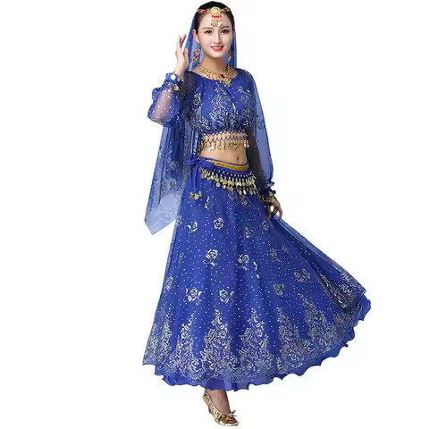 Adult Indian Arabian Princess Belly Dance Costume Set Women Bollywood Festival Dancing Cosplay Hallo