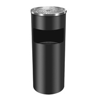S/🏅Yi Selection Products Stainless Steel Trash Can with Ashtray Hotel Lobby Vertical Smoking Bucket Hotel Elevator Entra
