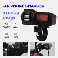 USB 12V Phone Charger Motorcycle Accessories Dual USB Charger Socket Waterproof with Voltmeter