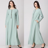 Muslimah Basic Plain Zip Soft Como Crepe Plus size Jubah Long Dress