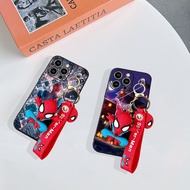 For Samsung Galaxy A13 A21 A22 4G A22 5G A23 4G A13 5G A04S A14 4G A14 5G 4G A23 5G A31 A32 4G A32 5G A33 5G Cartoon Spider-Man Phone Case With Keychain and Bracele