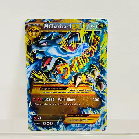 Mega Charizard EX 108/106 English Card Holographic Foil Texture DIY Premium Anime Collection Card