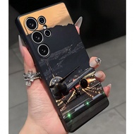 1pc Sunset Airplane Crash-Proof Anti-Slip Black Phone Case Compatible With IPhone 17/17 Air/17 Pro/1