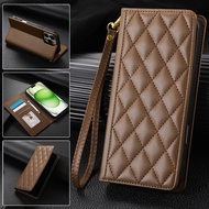 PU Grid Strong Magnetic Attraction Leather flip phone case for Samsung Galaxy Samsung Galaxy A17 A16