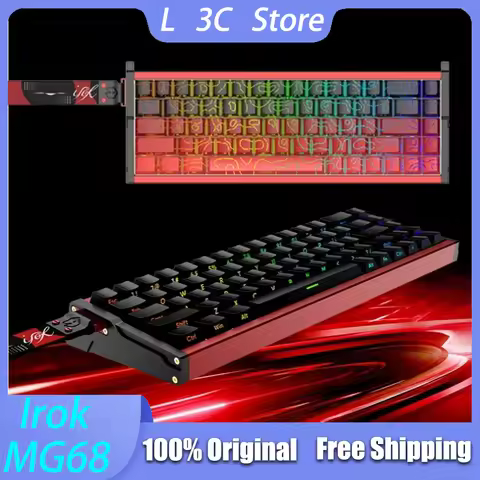 Irok MG68 Mechanical Keyboard Tri Mode Wireless Aluminum Alloy Hot Swap RGB 8KHZ 0.01RT PC E-Sport G