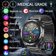 ECG+PPG+HRV Health Smart Watch Blood Sugar Uric Acid Lipid BMI Heart Rate Monitor 1.43 inch 466*466 AMOLED Screen Smartwatch SOS