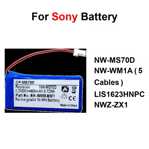 Battery For Sony Walkman 5-Wire NW-A35 NW-A45 NW-A46 NW-Ms70d NW-Ms90d NW-Wm1a NW-Wm1z Nwz-ZX1 600-2
