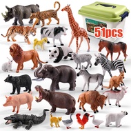 51pcs Simulation Zoo Toys Wild Animals Imagination
