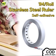 1m Self adhesive Metal Ruler Stainless Steel Sticky Measuring Tape Back Glue Scale Strip