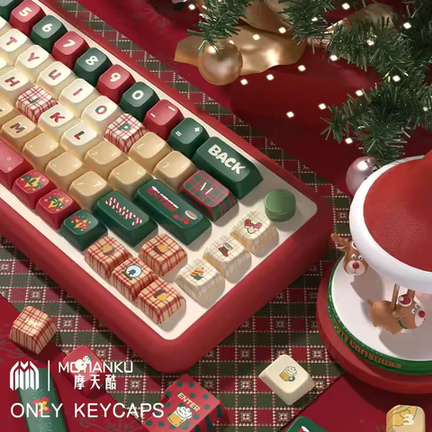ChristmasTheme MDA Profile Keycaps Cute Anime PBT Material Custom Set for Mechanical Keyboard with I