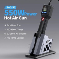 FNIRSI SAG-55 Hot Air Gun 550W Adjustable PID 100°C-450°C Temperature Control  20-Level Airflow Brus