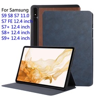 Premium Skin Feel PU Leather Flip Cover for Samsung Galaxy Tab S9 S8 S7 FE S7+ S8+ S9+ Plus 5G 11.0 12.4 inch Tablet Stand Case