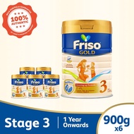 (Bundle of 6) Friso Gold 3 Growing Up Milk with 2'-FL 900g for Toddler 1+ years Milk Powder