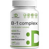 DEAL SUPPLEMENT Vitamin B1 500mg with Benfotiamine, 240 Capsules – 2 in 1 Enhanced Formula – Fat & W
