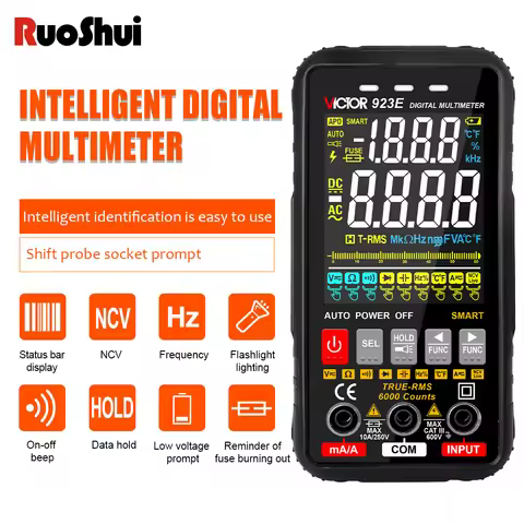 Victor 923E Digital Multimeter Colorful Screen 6000 Counts Voltage Current Amperes Resistance Capaci
