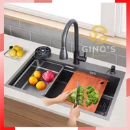 Kitchen Sink Luxury Modern Stainless Steel Black SUS304 Size 68 X 45 Complete (FREE CUTTING BOARD)