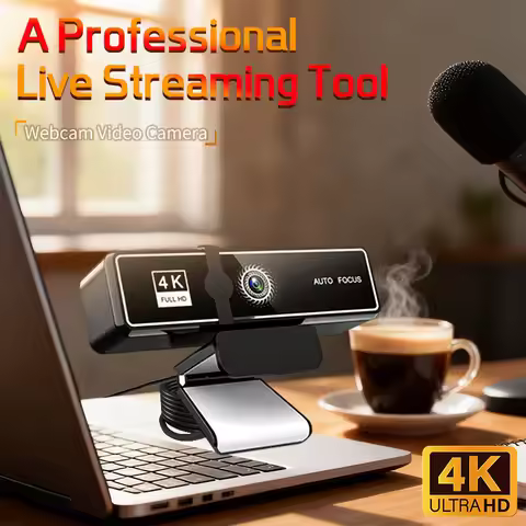 4K Webcam Autofocus 60FPS, 2K/1080P USB Computer Camera with Built-in Dual Microphone & Privacy Cove
