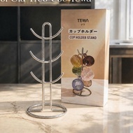 TEWA 80065 Cup Rack 6 Hooks High Quality Electroplated Iron Coffee Tea Holder