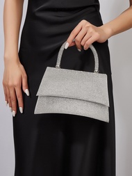 GFS store New stylish shiny simple design silver tote bag rhinestone crossbody bag dinner bag