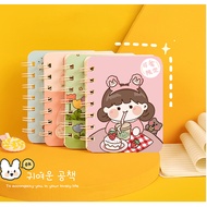 A7 Mini Spiral Notebook / Cartoon Motif School Note Memo Notebook / Latest Korean memo
