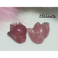 Helios Crystal 草莓晶大头狐仙吊坠 Strawberry Quartz  Fox Goddesses Pendant